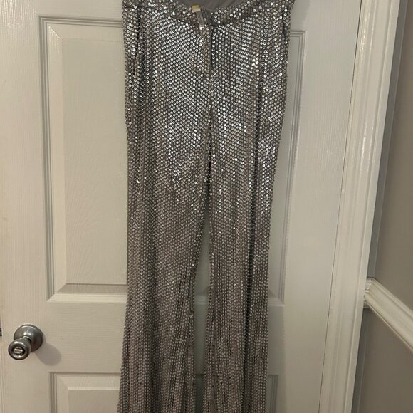 Ramy Brook Olivian Sequin Pants Silver- Size 0 - Picture 2 of 6